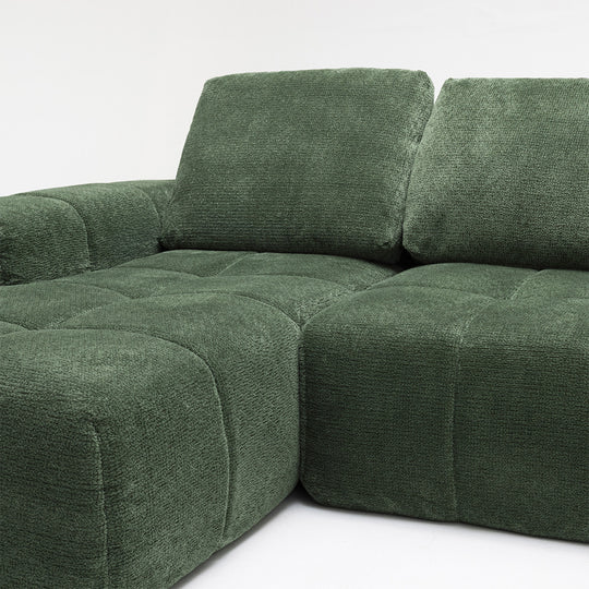 Canapé d'angle gauche Drawer LOUIS 3,5 places en tissu vert — photo produit