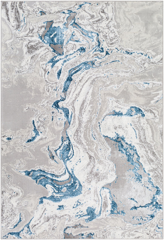 Tapis Abstrait Moderne Gris/Bleu Arras
