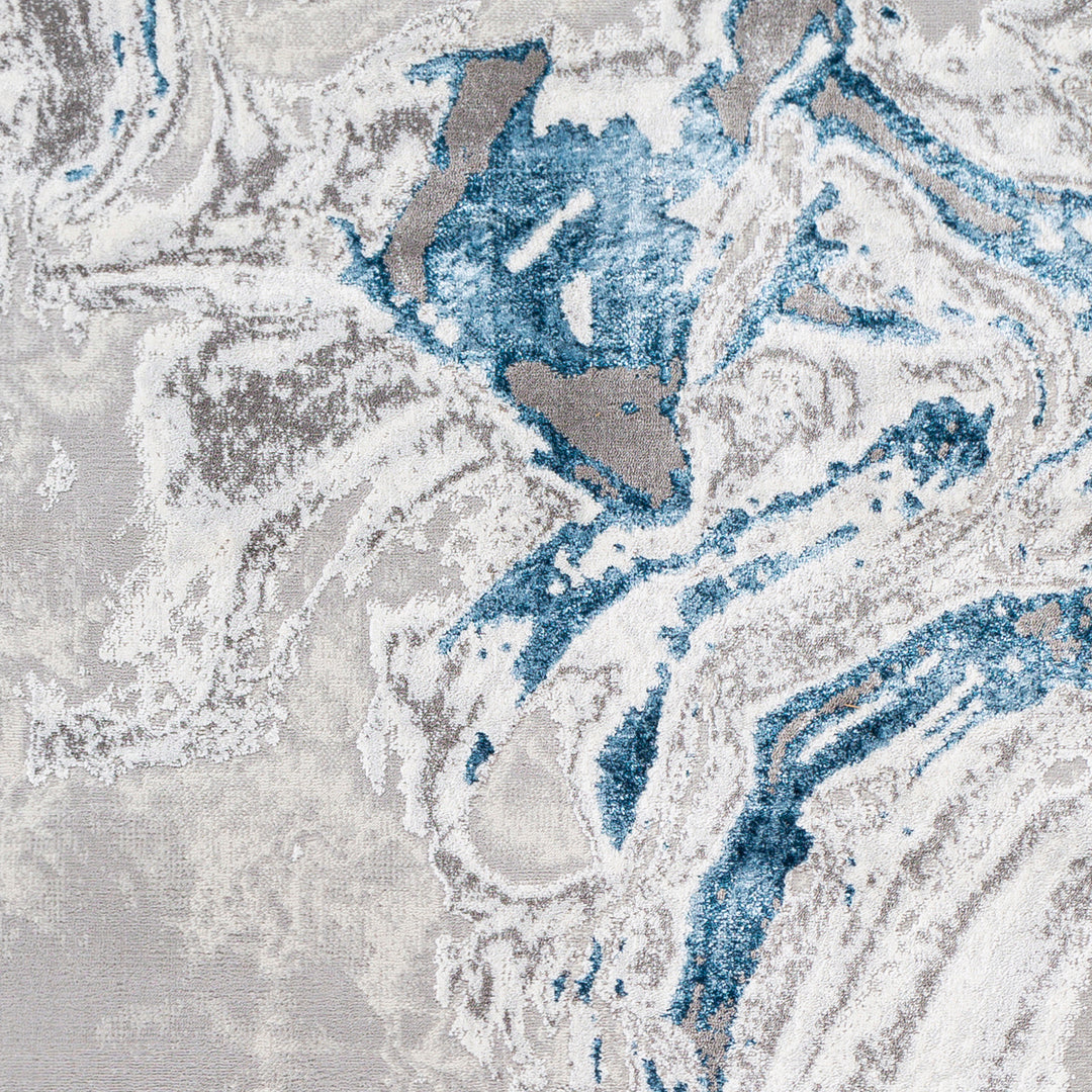 Tapis Abstrait Moderne Gris/Bleu Arras