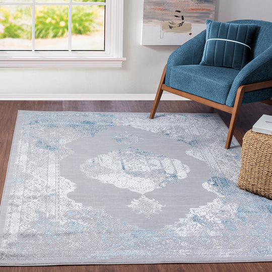 Tapis Vintage Oriental Gris/Bleu Carmel