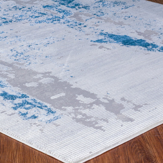 Tapis Abstrait Moderne Gris/Bleu Fargo