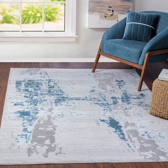 Tapis Abstrait Moderne Gris/Bleu Fargo