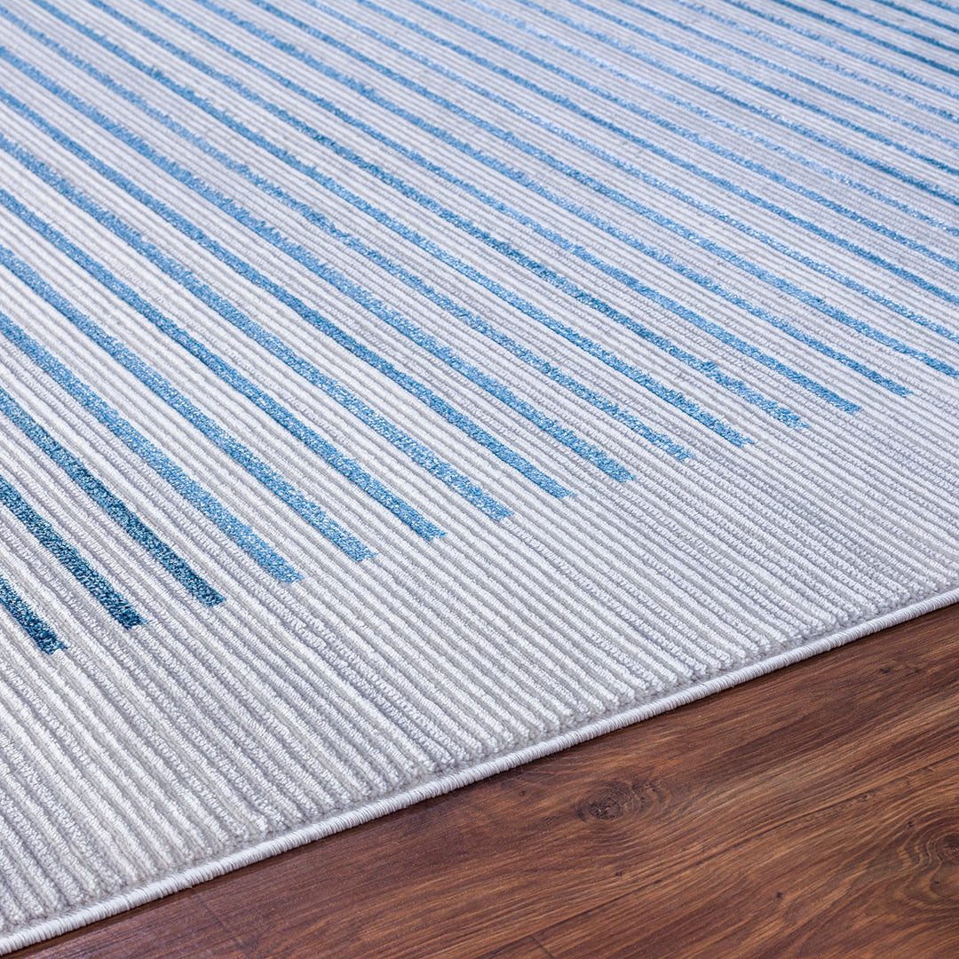Tapis Scandinave Rayé Gris/Bleu Skokie