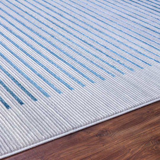 Tapis Scandinave Rayé Gris/Bleu Skokie