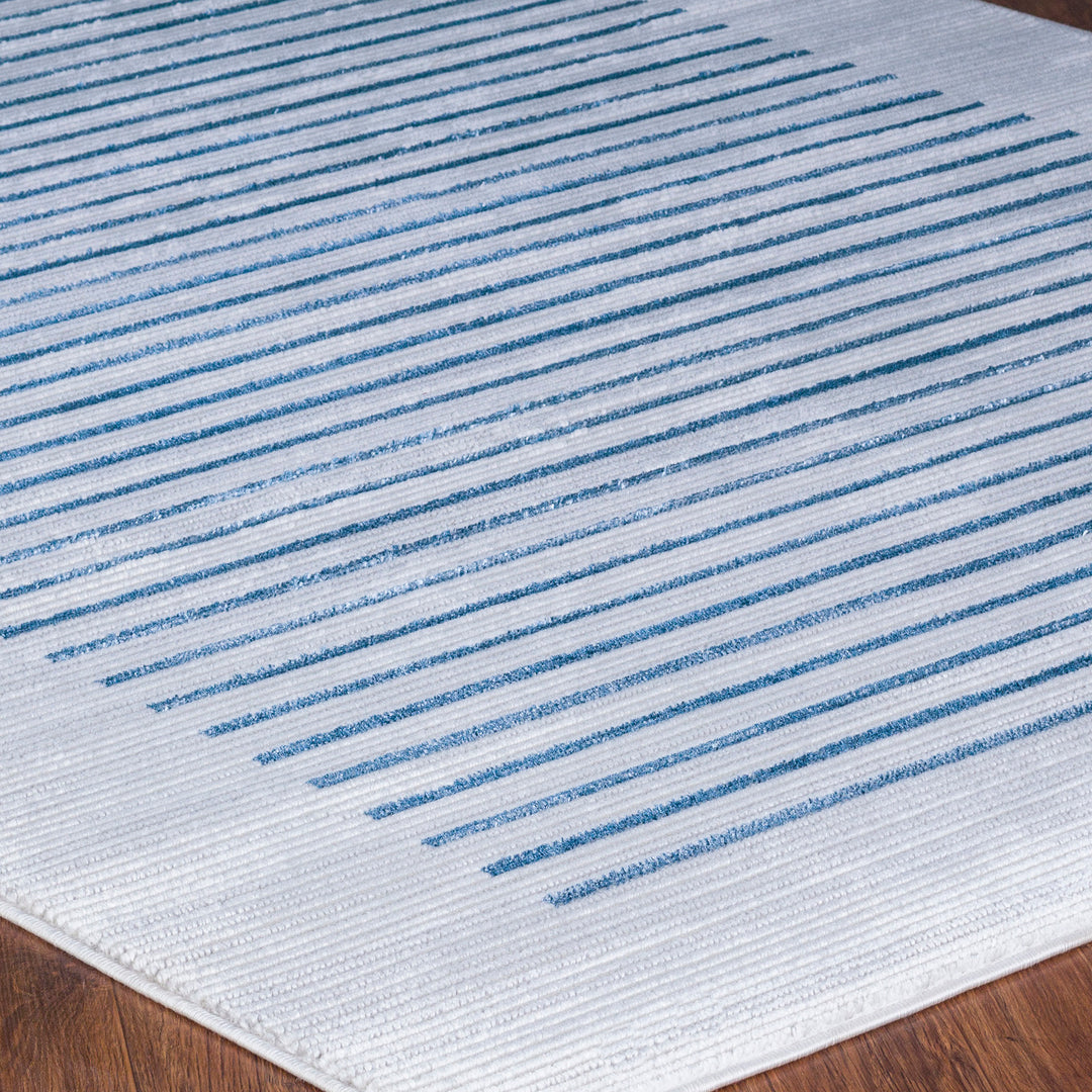 Tapis Scandinave Rayé Gris/Bleu Skokie