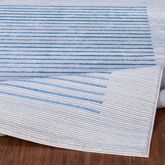 Tapis Scandinave Rayé Gris/Bleu Skokie