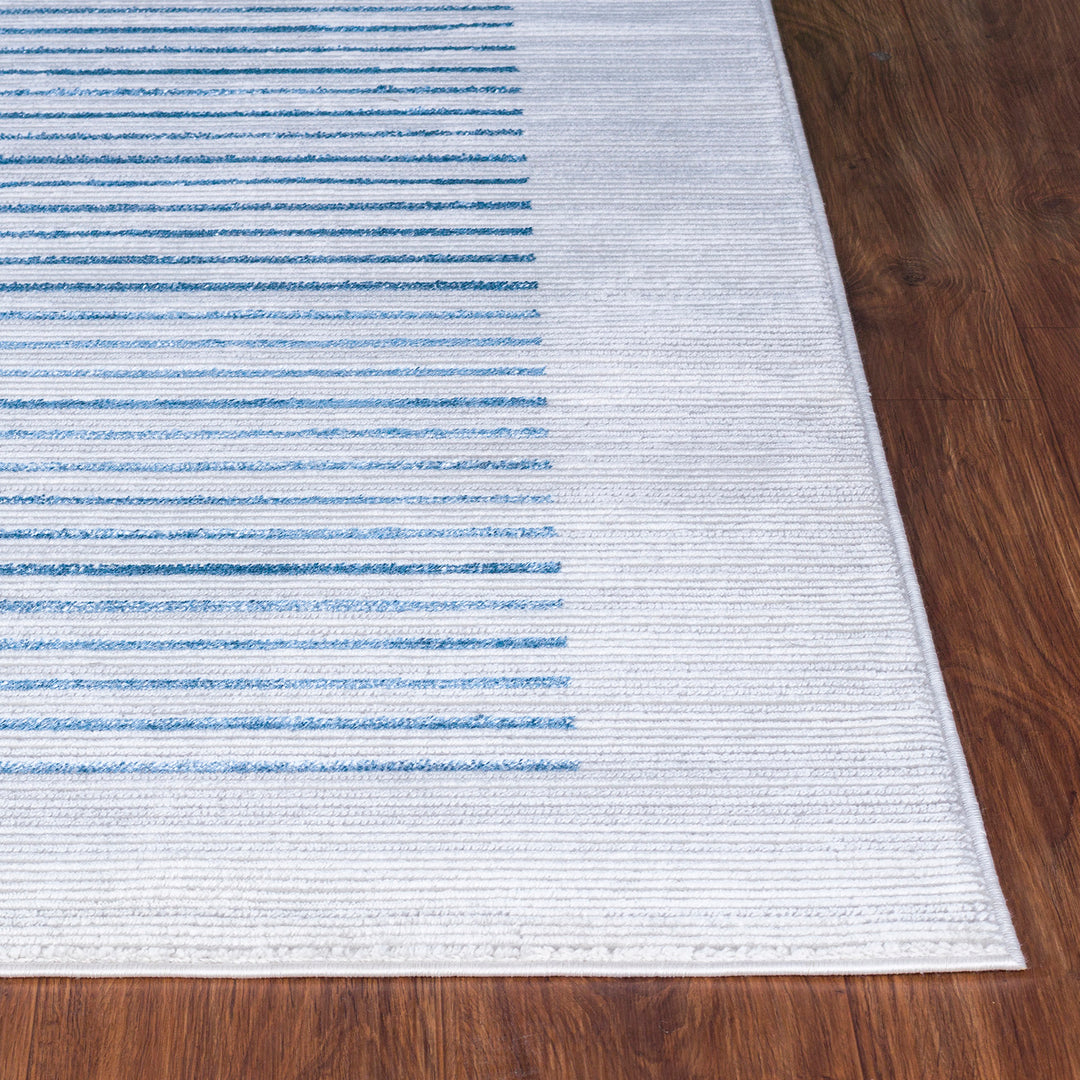 Tapis Scandinave Rayé Gris/Bleu Skokie