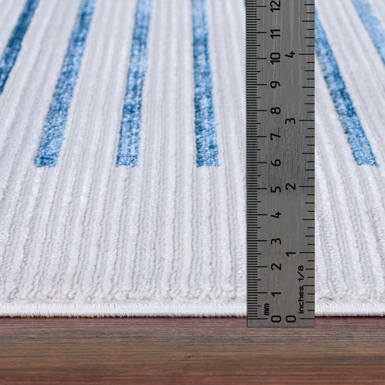 Tapis Scandinave Rayé Gris/Bleu Skokie