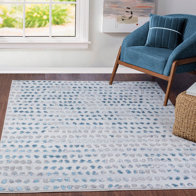 Tapis Scandinave à Pois Gris/Bleu Rosemont