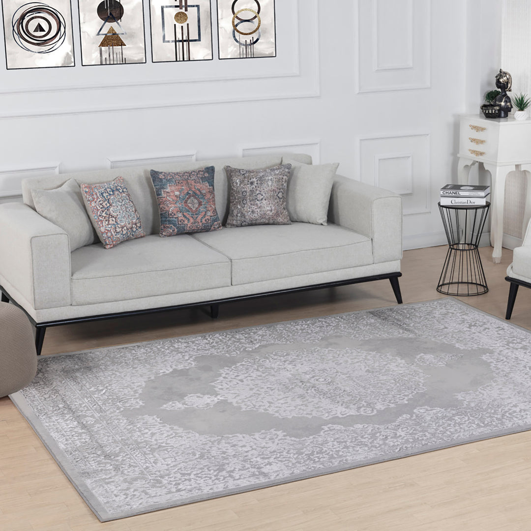 Tapis Vintage Oriental Blanc/Gris Lockport