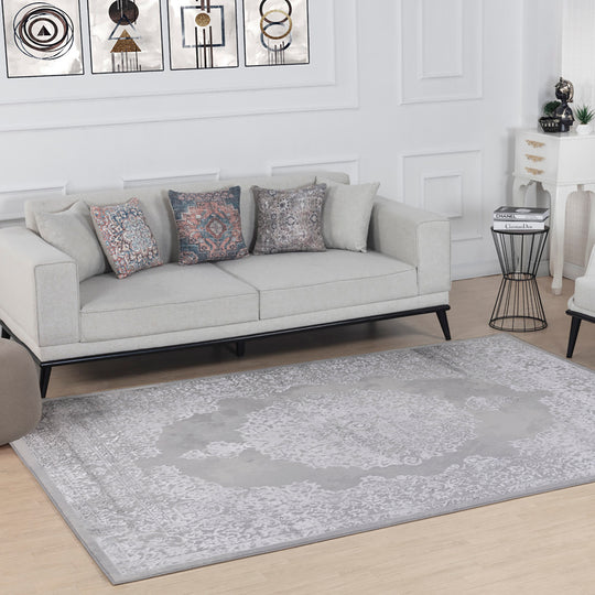 Tapis Vintage Oriental Blanc/Gris Lockport