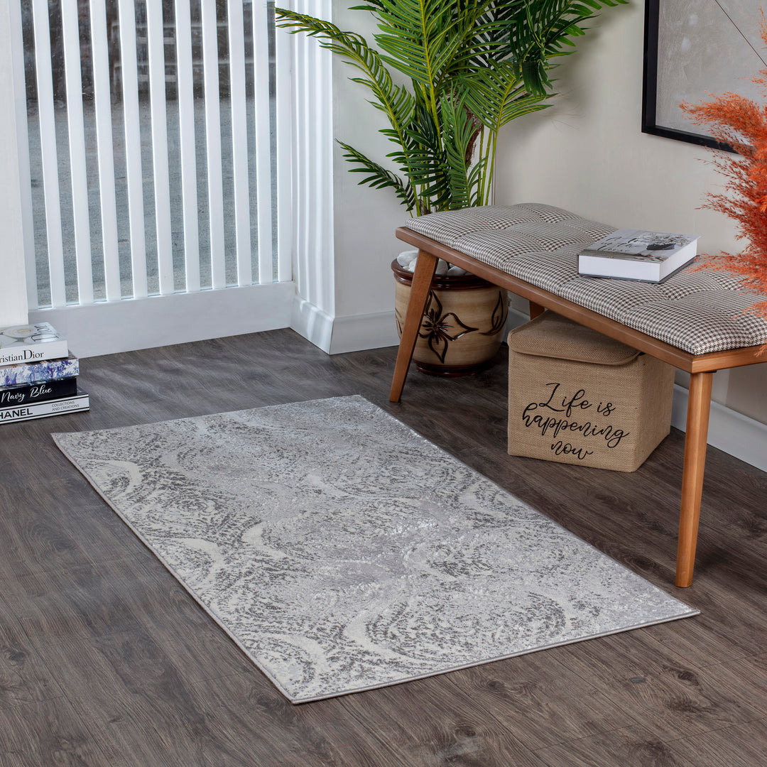 Tapis Vintage Oriental Blanc/Gris Muncie
