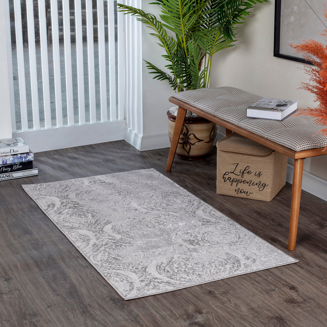 Tapis Vintage Oriental Blanc/Gris Muncie
