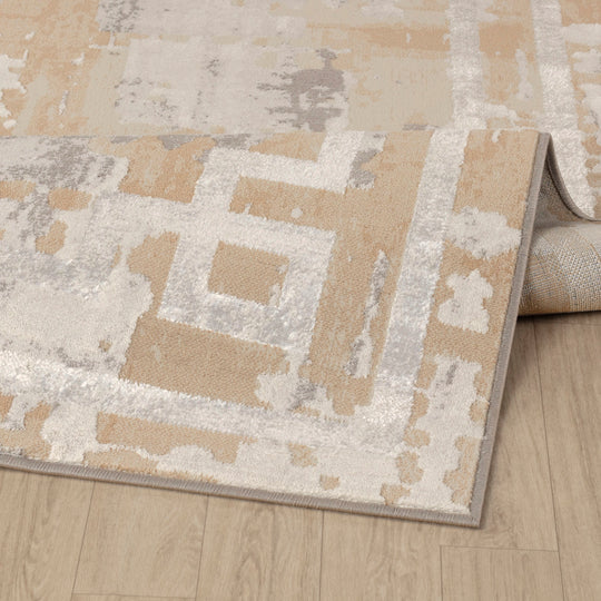 Tapis Abstrait Moderne Beige/Gris Goshen