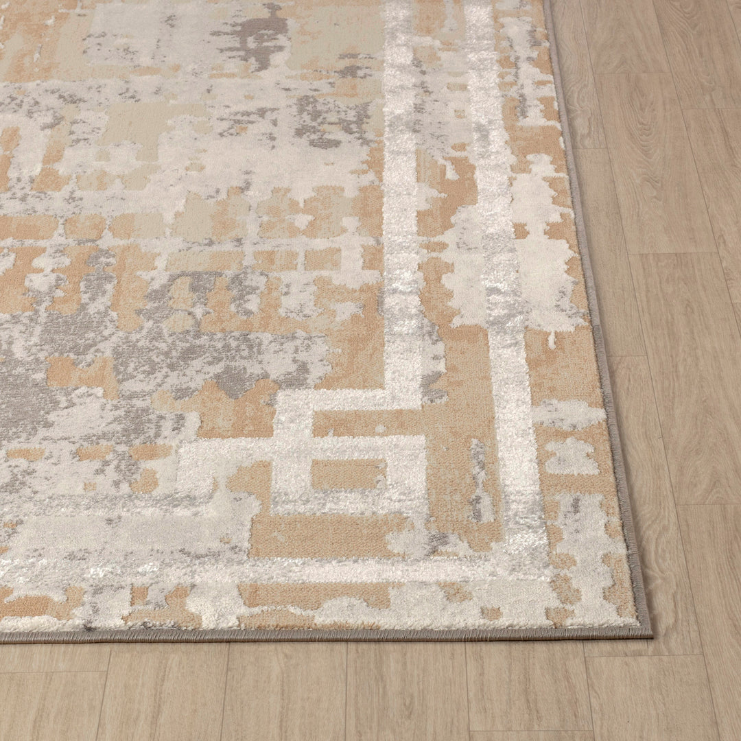 Tapis Abstrait Moderne Beige/Gris Goshen