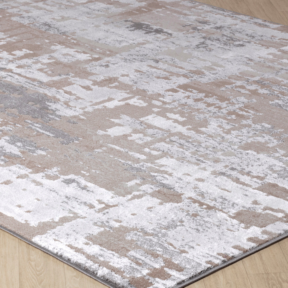 Tapis SURYA Noida moderne, motif abstrait effet usé beige, taupe et gris, vue 6