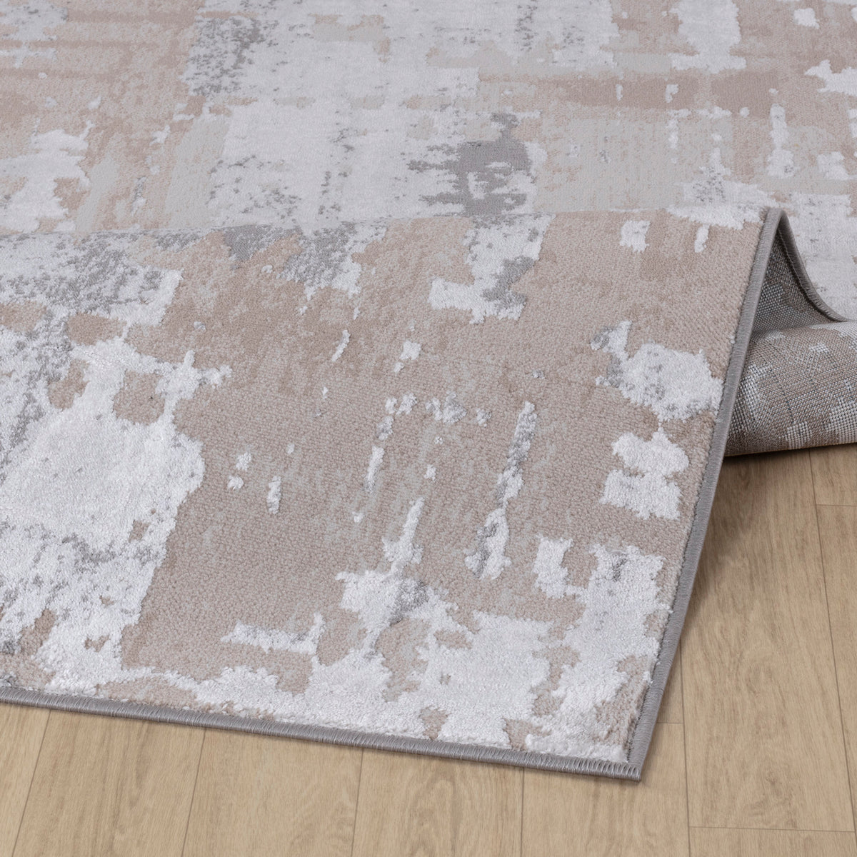 Tapis SURYA Noida moderne, motif abstrait effet usé beige, taupe et gris, vue 4