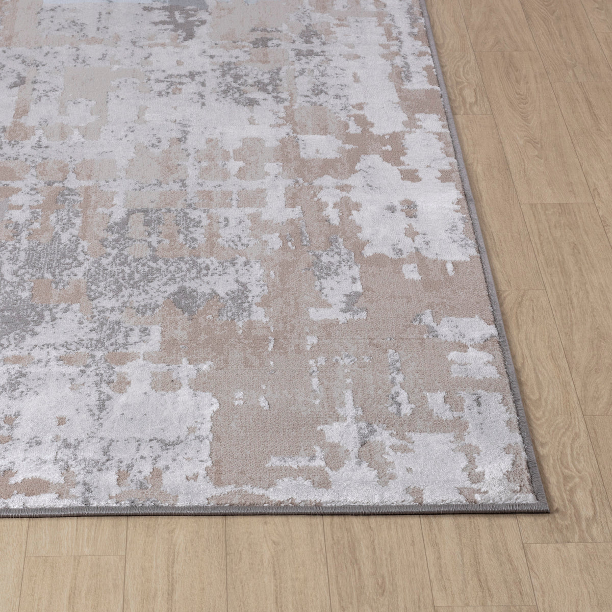 Tapis SURYA Noida moderne, motif abstrait effet usé beige, taupe et gris, vue 5