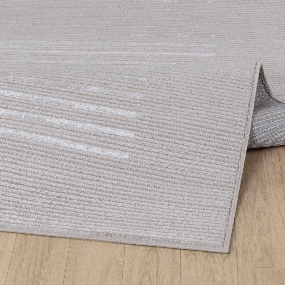 Tapis SURYA Skokie scandinave, motif rayures fines en relief, beige et crème, vue 4