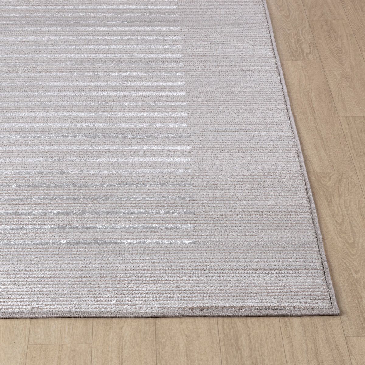 Tapis SURYA Skokie scandinave, motif rayures fines en relief, beige et crème, vue 5