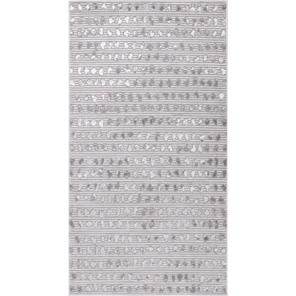 Tapis SURYA Rosemont scandinave, motif pois en relief gris et blanc, vue 2