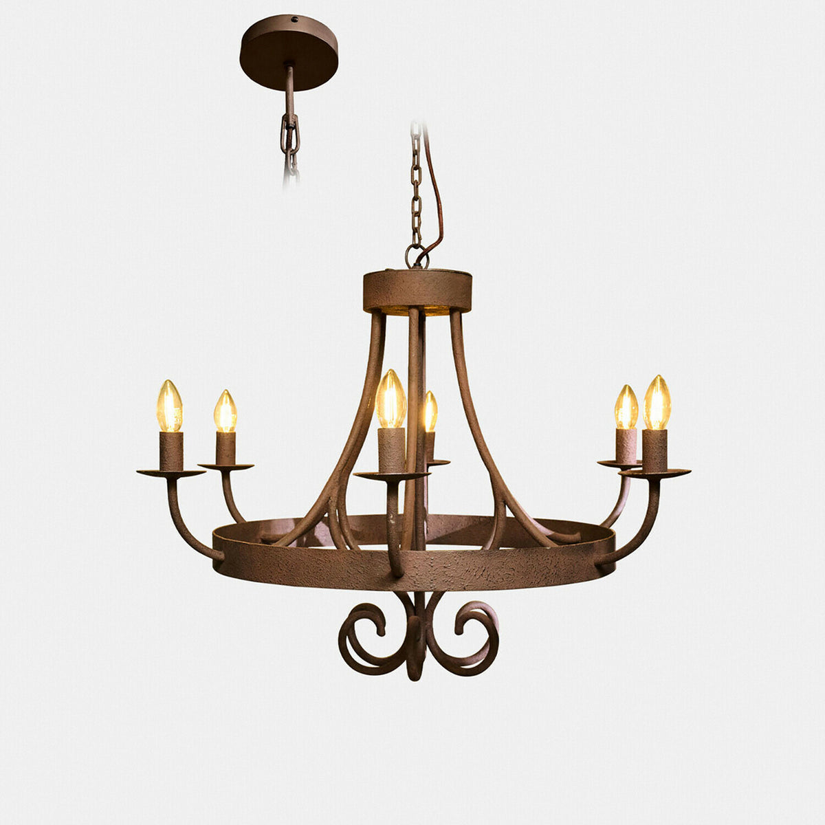 Lustre LOBERON Montarouse en métal effet rouillé marron — photo produit