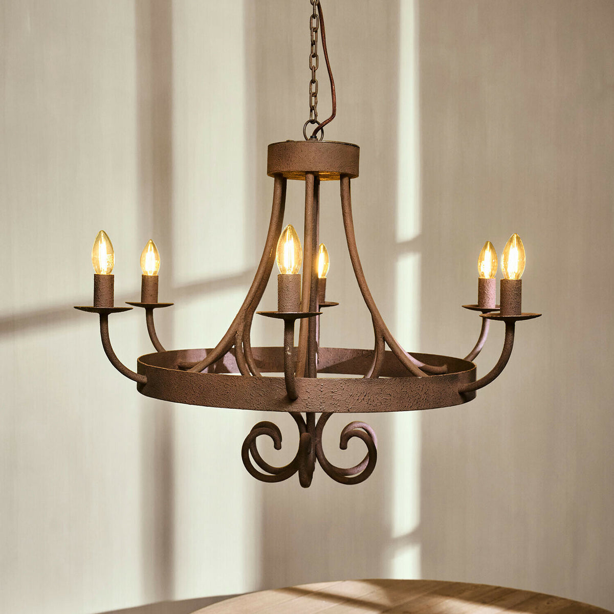 Lustre LOBERON Montarouse en métal effet rouillé marron — photo produit