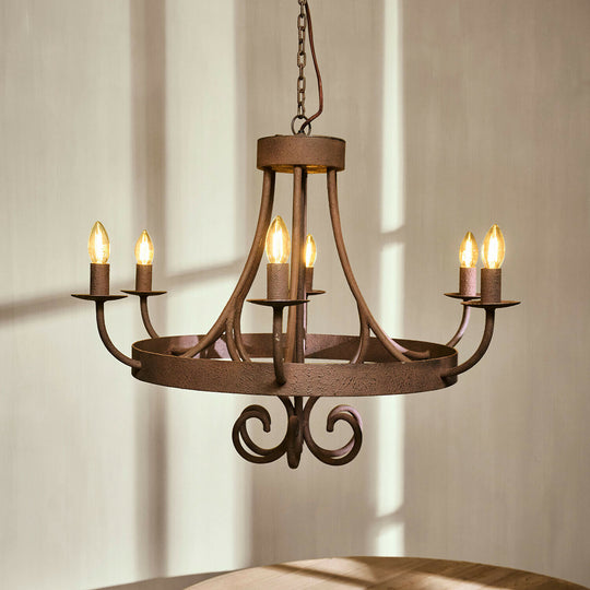 Lustre LOBERON Montarouse en métal effet rouillé marron — photo produit