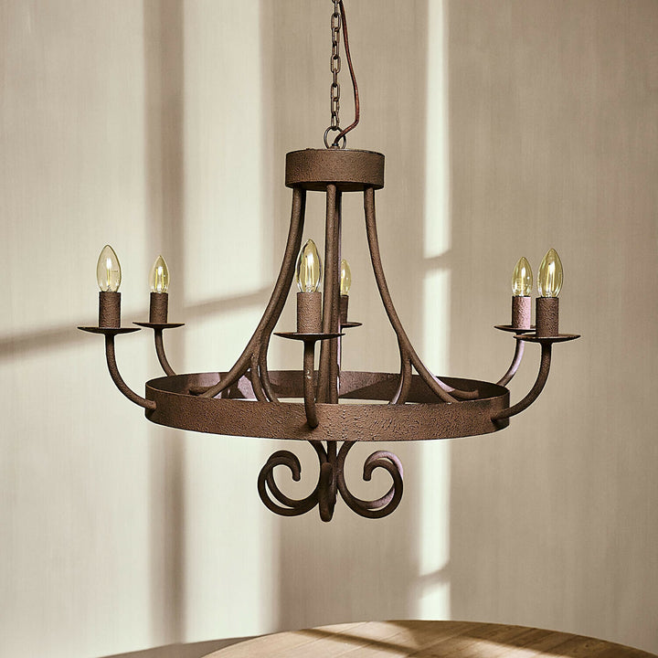 Lustre LOBERON Montarouse en métal effet rouillé marron