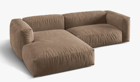 Canapé d'angle gauche MICADONI Martina 4 places en velours beige foncé