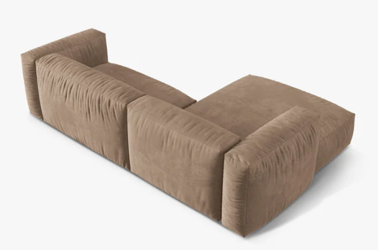 Canapé d'angle gauche MICADONI Martina 4 places en velours beige foncé