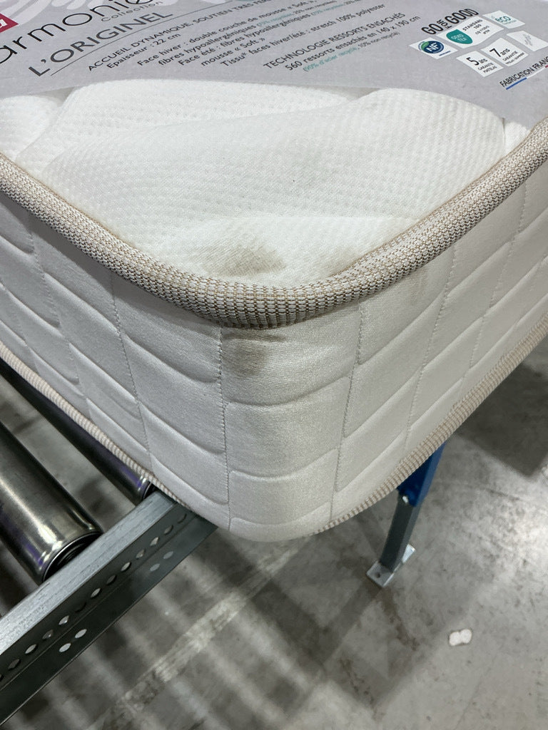 Matelas EPEDA ressorts ensachés, soutien très ferme, accueil confort très ferme, accueil dynamique, 90x200cm
