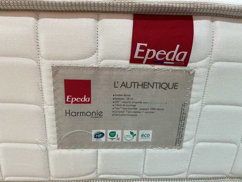 Matelas EPEDA ressorts ensachés, soutien soutien ferme, accueil confort moelleux, accueil cocooning, 180x200cm