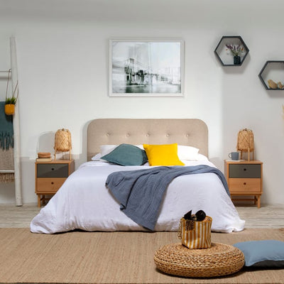 Tête de lit tapissée Saona 140x60 cm Couleur Beige, 8 cm d'épaisseur