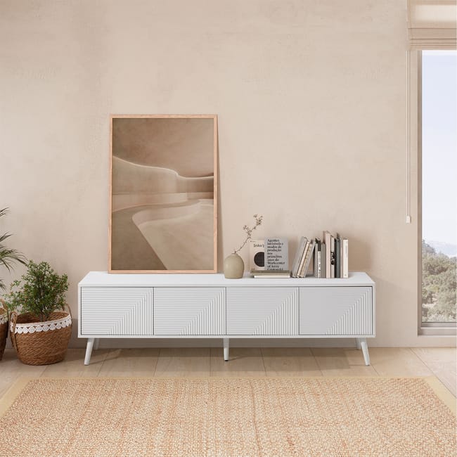 Meuble TV Telmo 4 portes couleur Blanc largeur 160 cm