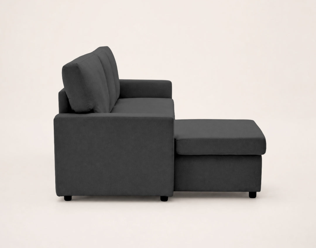 Canapé d’angle réversible 4 places convertible avec coffre MEIYA Best Mobilier – Gris foncé — photo produit