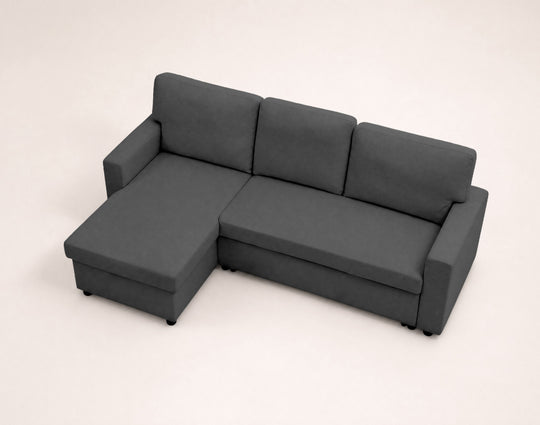 Canapé d’angle réversible 4 places convertible avec coffre MEIYA Best Mobilier – Gris foncé — photo produit