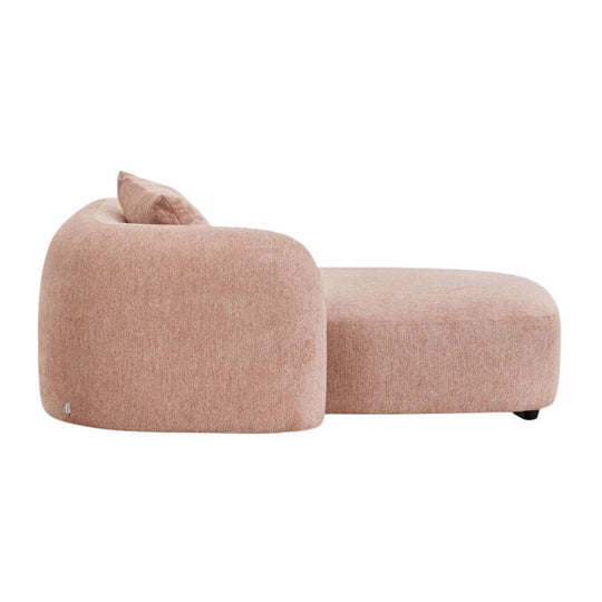 Méridienne d'angle gauche SKLUM Coco en tissu chenille épais Rose Quartz