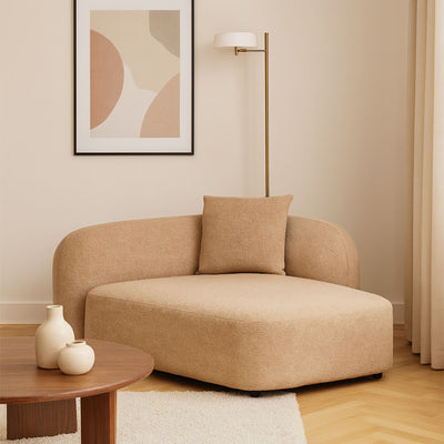 Méridienne droite SKLUM Coco en tissu chenille épais beige