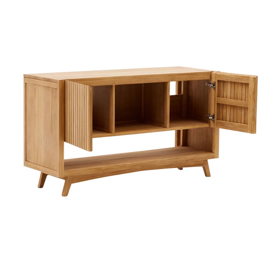 Meuble de salle de bain KAVE HOME Kuveni en bois de teck finition naturelle 140 x 50 cm