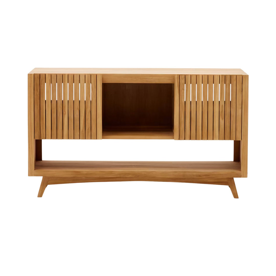 Meuble de salle de bain KAVE HOME Kuveni en bois de teck finition naturelle 140 x 50 cm