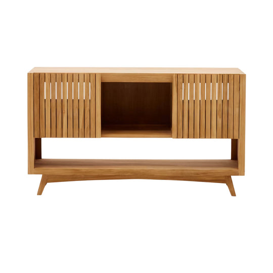 Meuble de salle de bain KAVE HOME Kuveni en bois de teck finition naturelle 140 x 50 cm