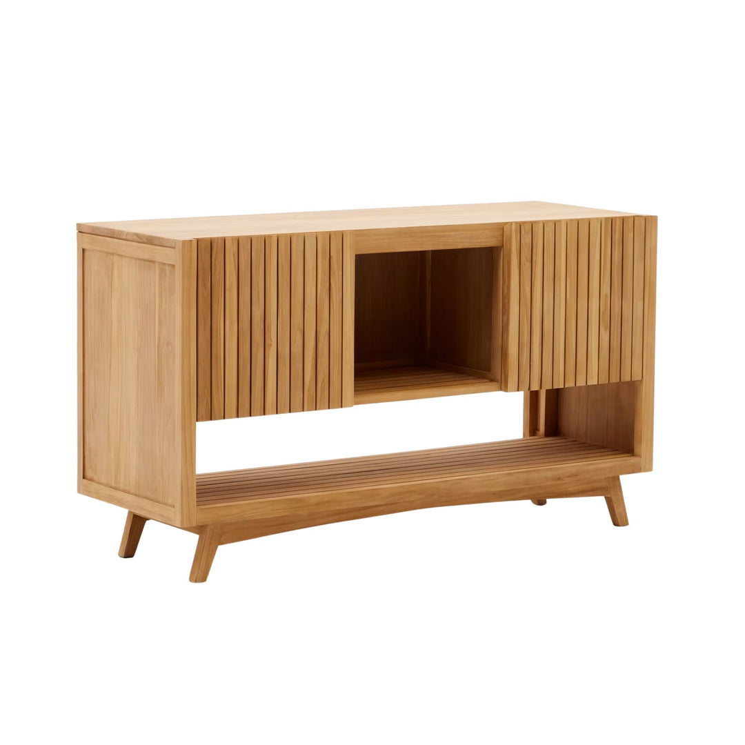 Meuble de salle de bain KAVE HOME Kuveni en bois de teck finition naturelle 140 x 50 cm