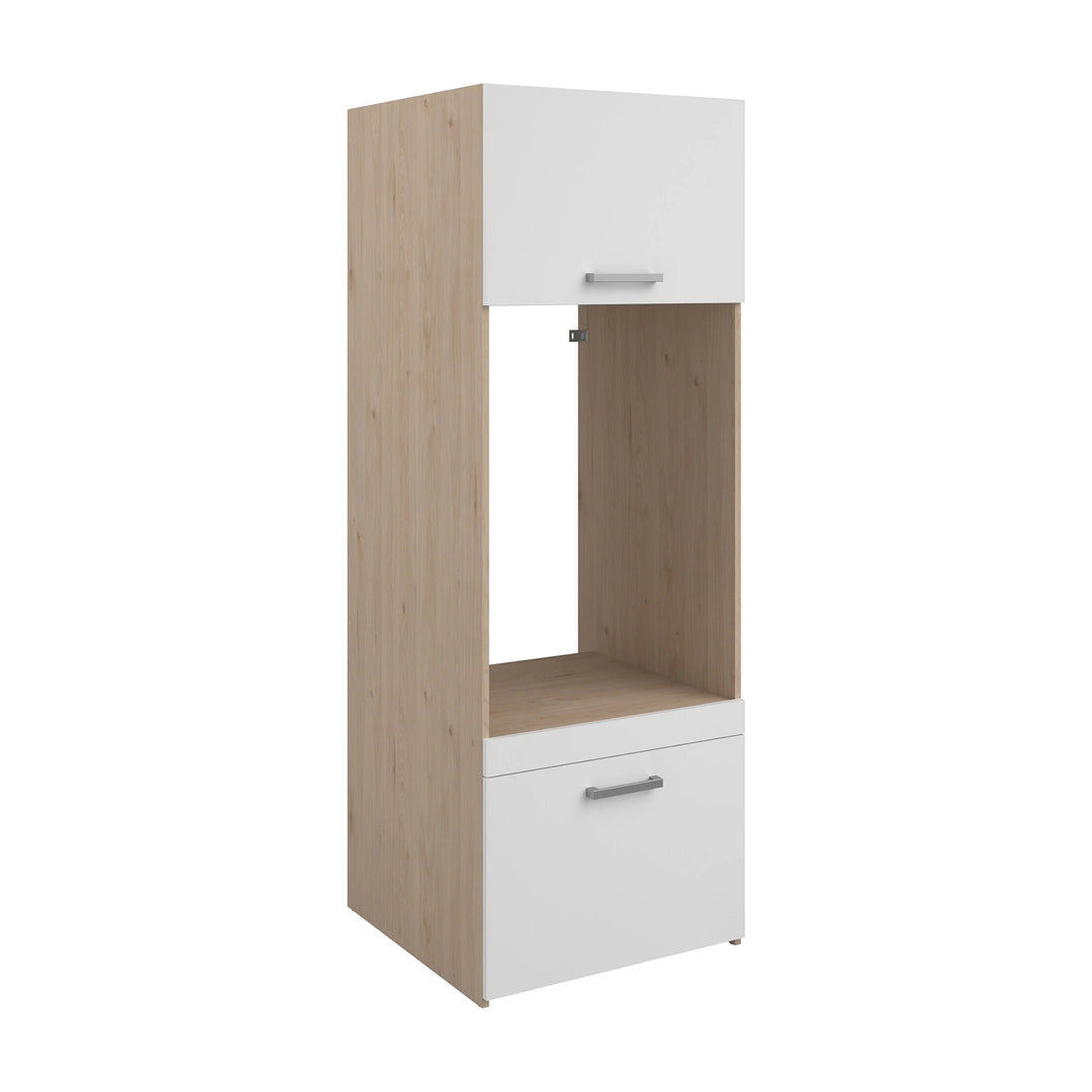 Meuble pour machine à laver VENTE UNIQUE Erkano avec 1 tablette, 1 tiroir et 1 placard Naturel clair et blanc