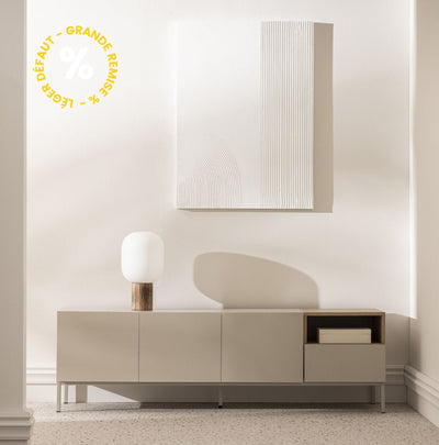 Meuble TV DRAWER Quenor 3 portes 1 tiroir en bois et métal L180cm