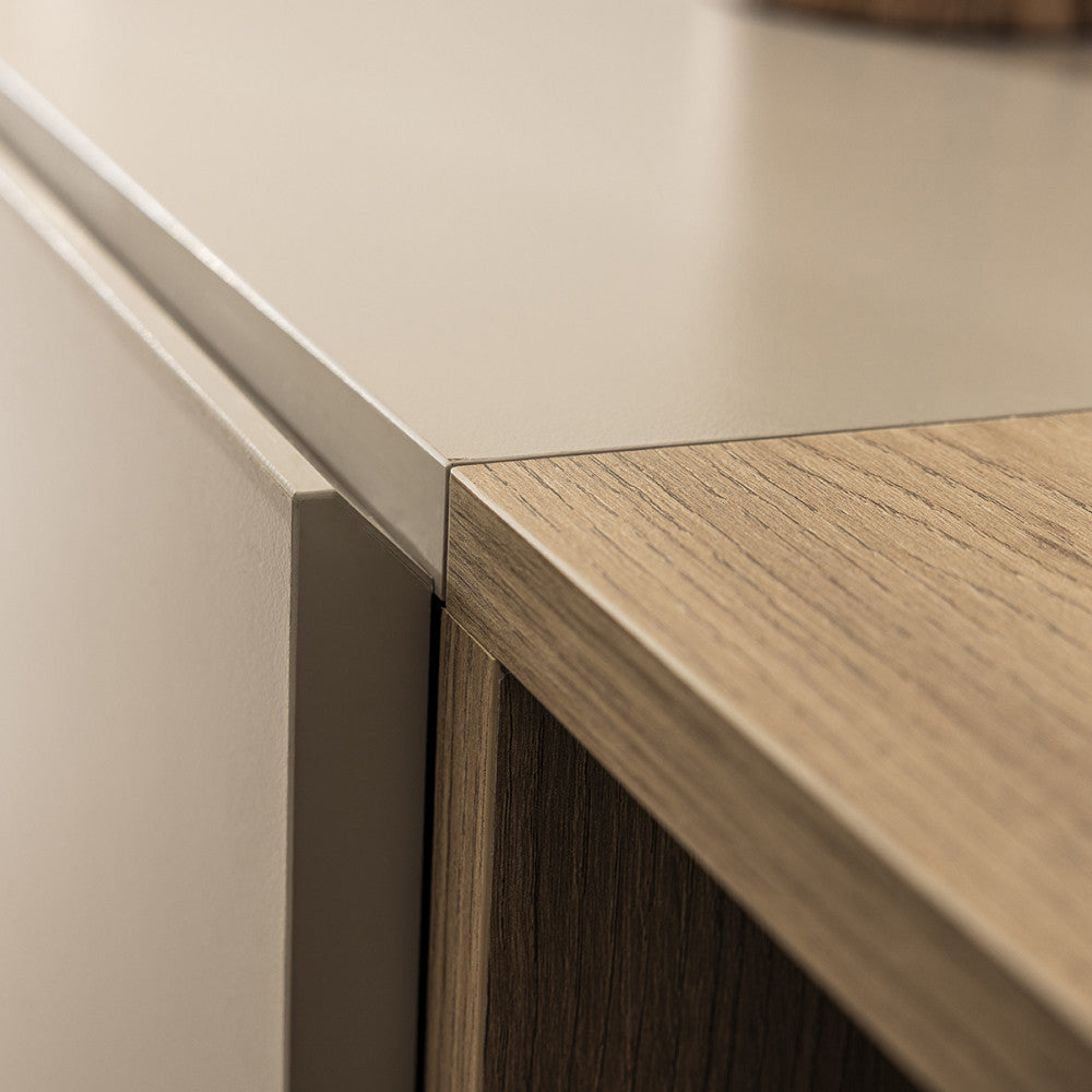 Meuble TV DRAWER Quenor 3 portes 1 tiroir en bois et métal L180cm