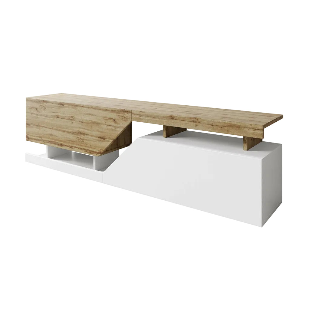 Meuble TV MOBILIER 1 Comfivo Daldune 100 (Blanc + Chêne wotan)