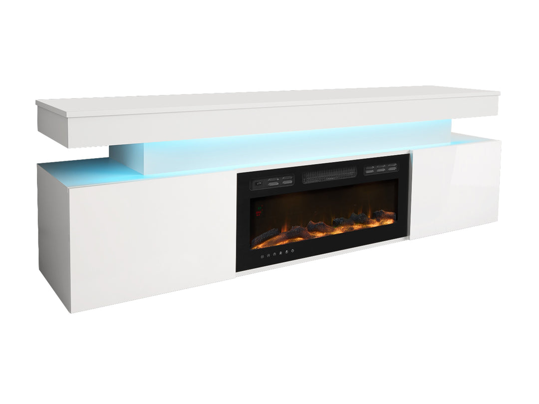 Meuble TV MOBILIER 1 Monfero 104 (Blanc + Blanc brillant)