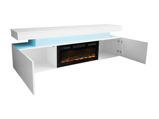 Meuble TV MOBILIER 1 Monfero 104 (Blanc + Blanc brillant)