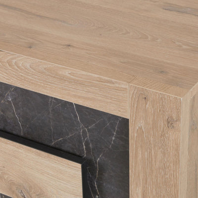 Meuble TV SACHOURI 2 portes chêne canyon/marbre 170 CM